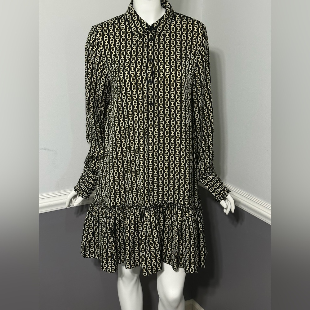 J. Crew Amelia Popover Shirtdress Vintage Links Prints Long Sleeve Small NEW